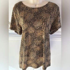 East 5th Black and Brown Leopard Print Short Sleeve Top